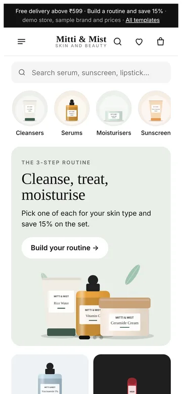 Skincare and beauty demo on a phone