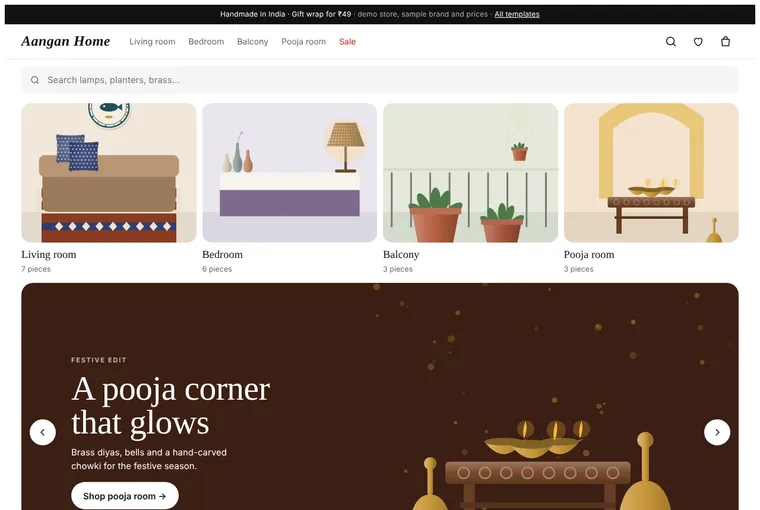 Home decor and handicrafts demo on a laptop