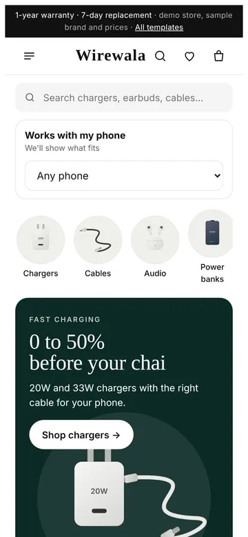 Mobile accessories demo on a phone