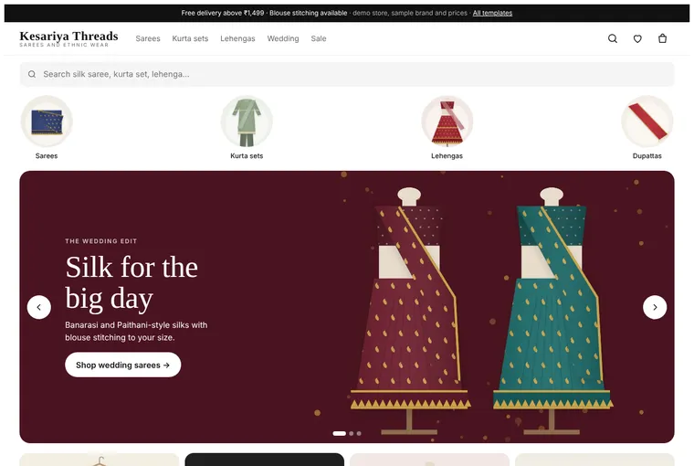 Ethnic wear demo on a laptop