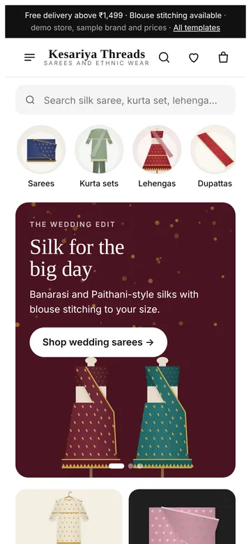 Ethnic wear demo on a phone