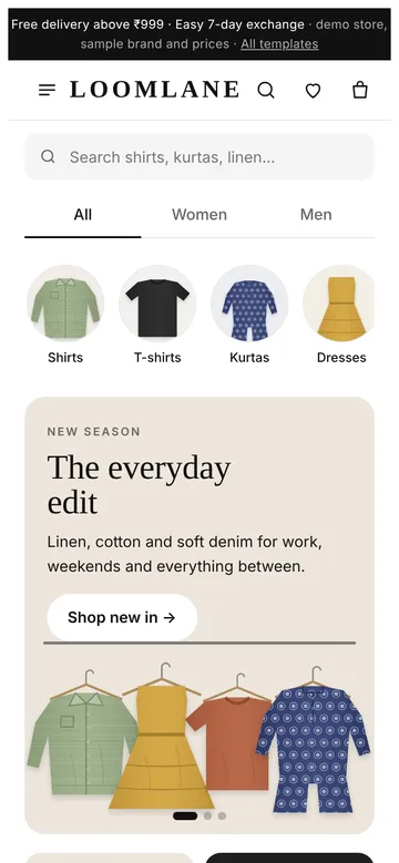 Lifestyle fashion demo on a phone