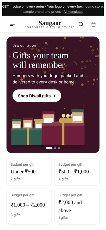 Corporate gifting demo on a phone