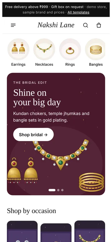 Jewellery demo on a phone