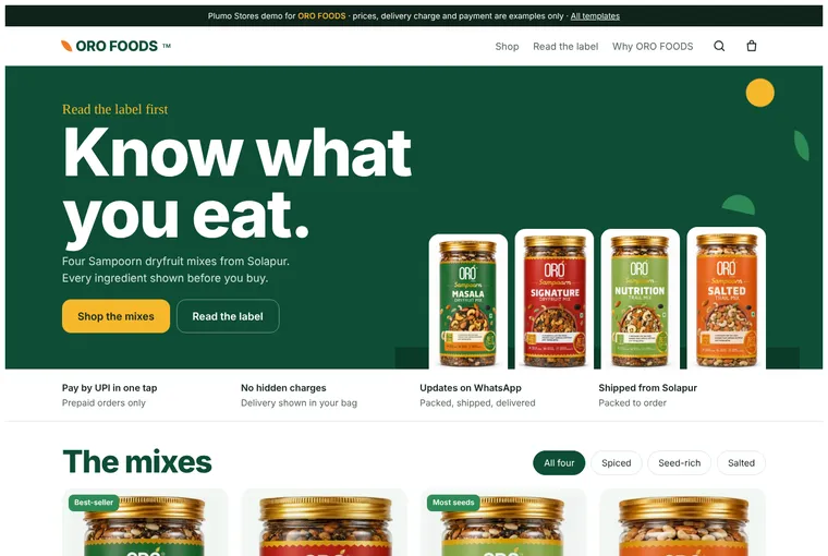 Food brand demo on a laptop