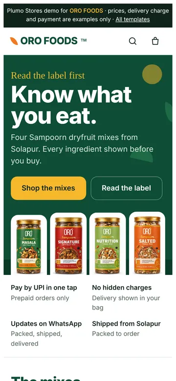Food brand demo on a phone