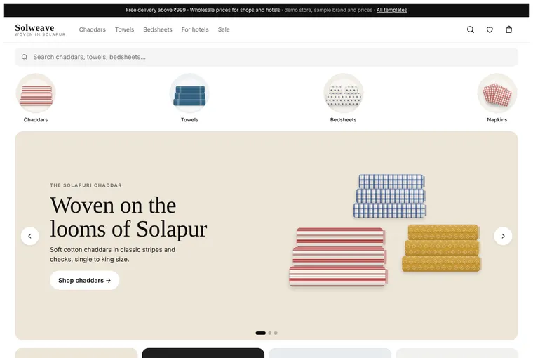 Solapur home textiles demo on a laptop
